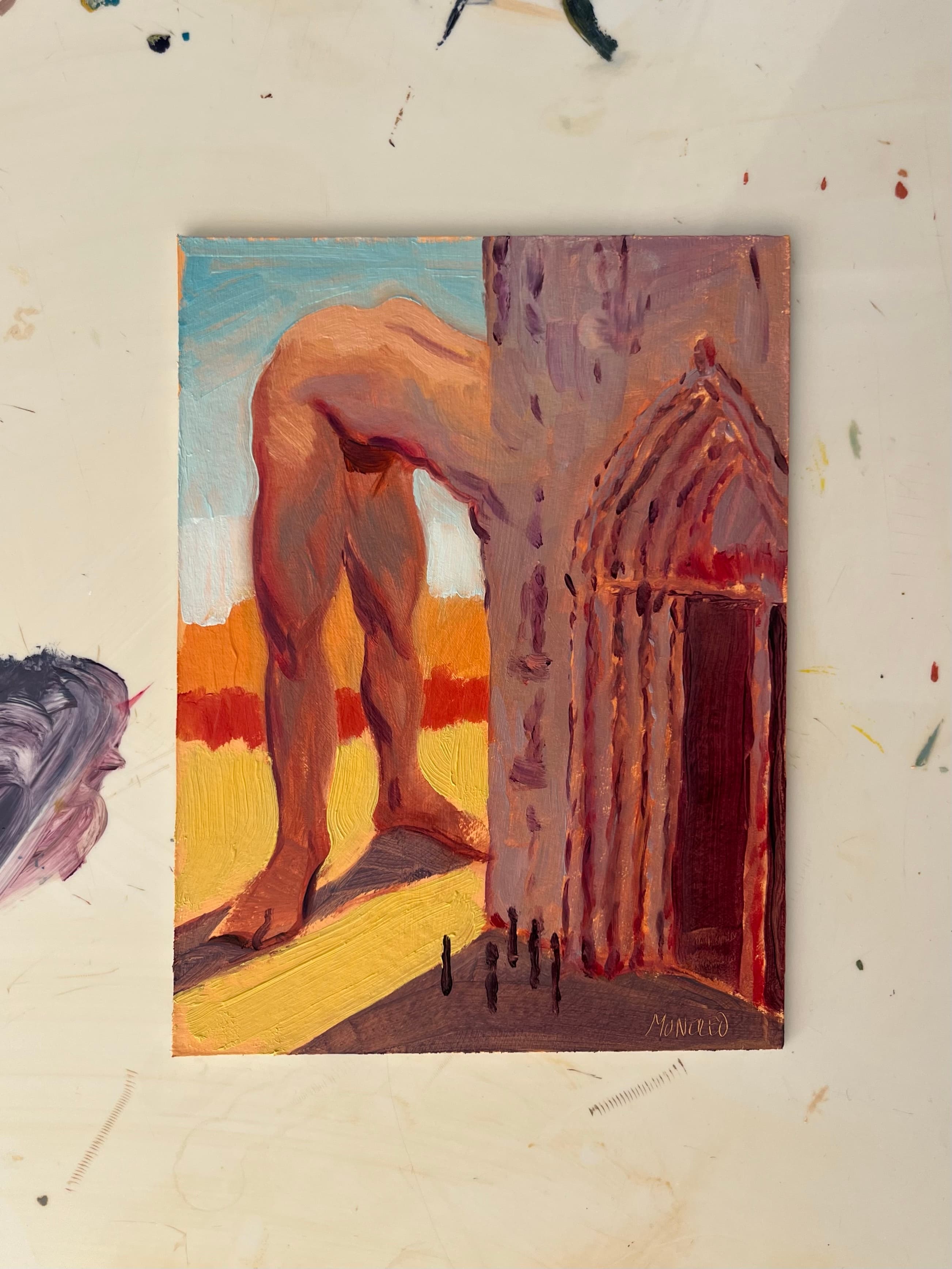 Arbotante, Óleo sobre cartón, 20 x 15 cm, 2026, Antonio Monereo