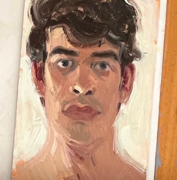 Autorretrato, Óleo sobre cartón, 17 x 26 cm, 2025, Antonio Monereo