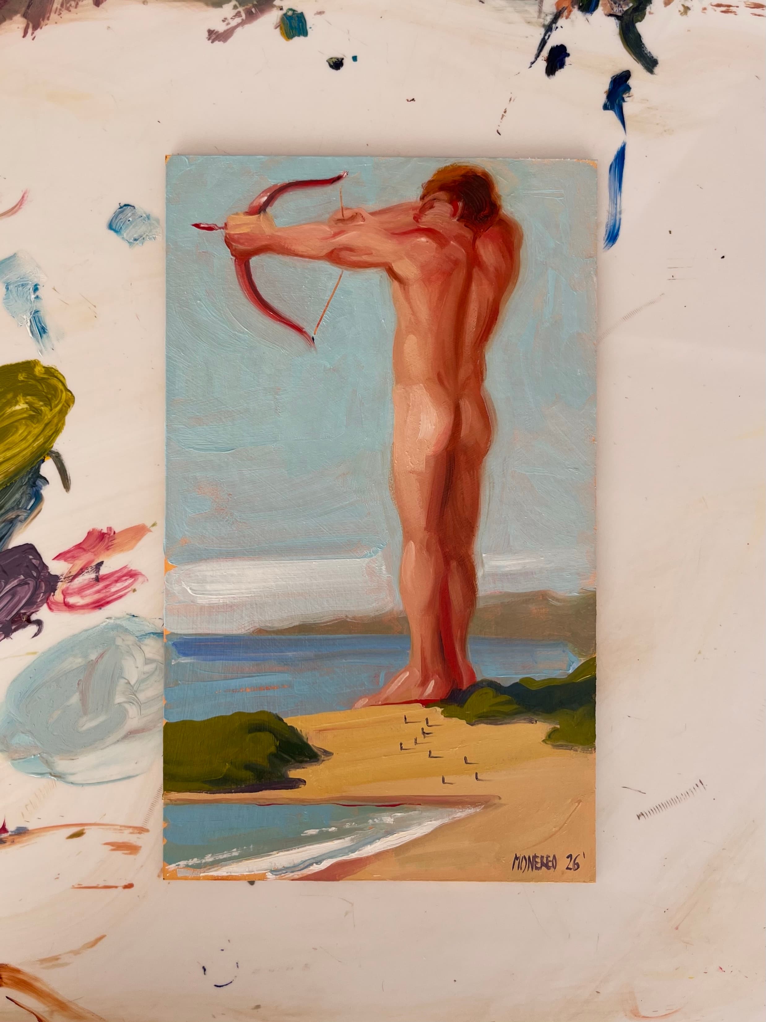 Coloso, Óleo sobre cartón, 25 x 15 cm, 2026, Antonio Monereo
