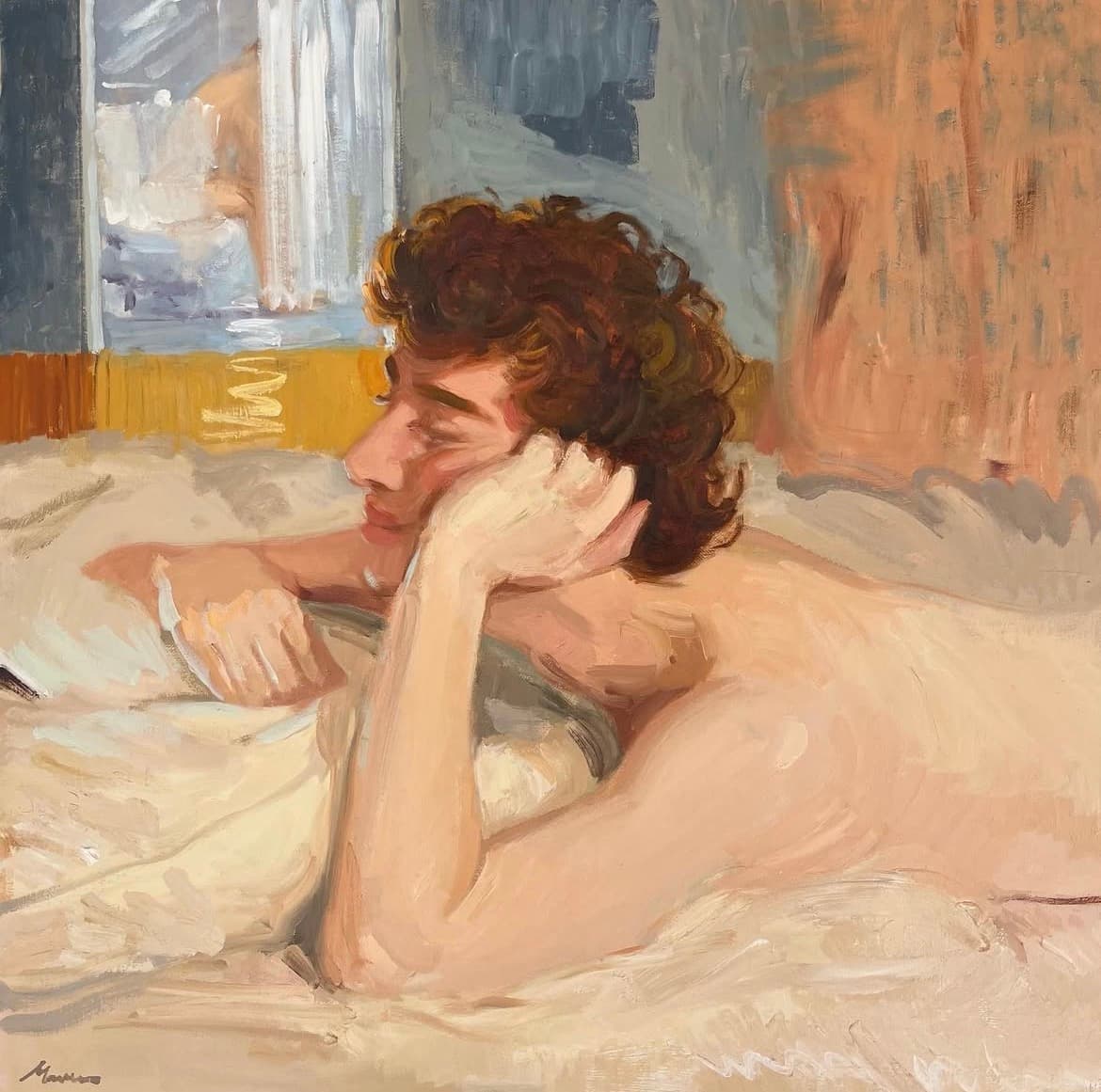 El abrazo, Óleo sobre lienzo, 55 x 55 cm, 2025, Antonio Monereo